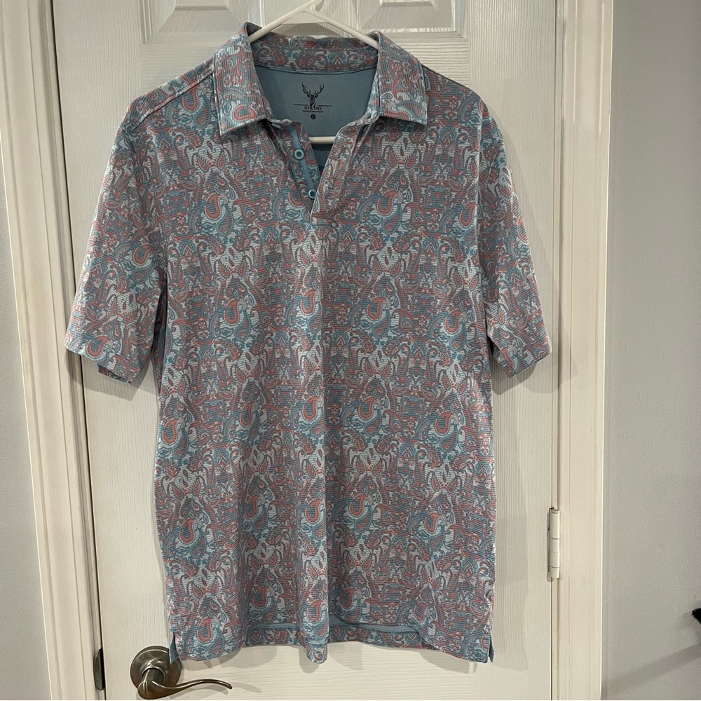 Age of Wisdom Nicoby Performance Print Short Sleeve Polo Size Large